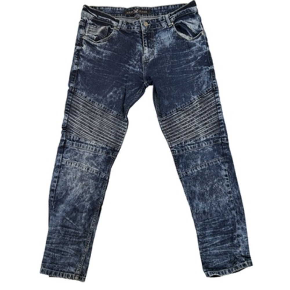 XRay Jeans Mens 36x32 Slim‎ Tapered Moto Biker Acid Wash Denim Distressed Pants